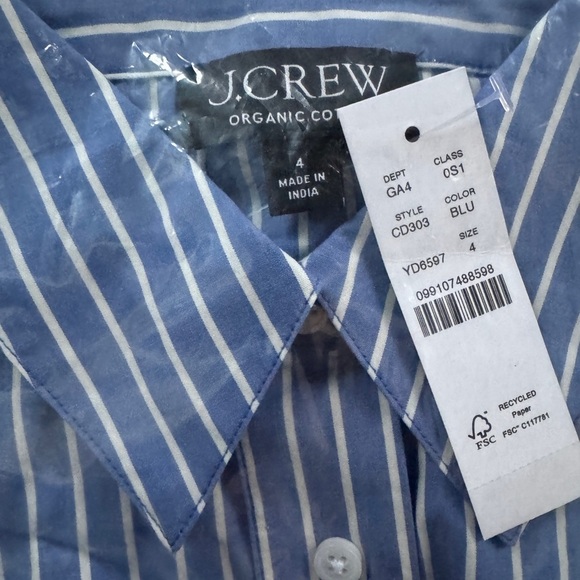 J Crew Wren Shirt Dress Size 4 Cotton Poplin Blue Stripe - Picture 4 of 4